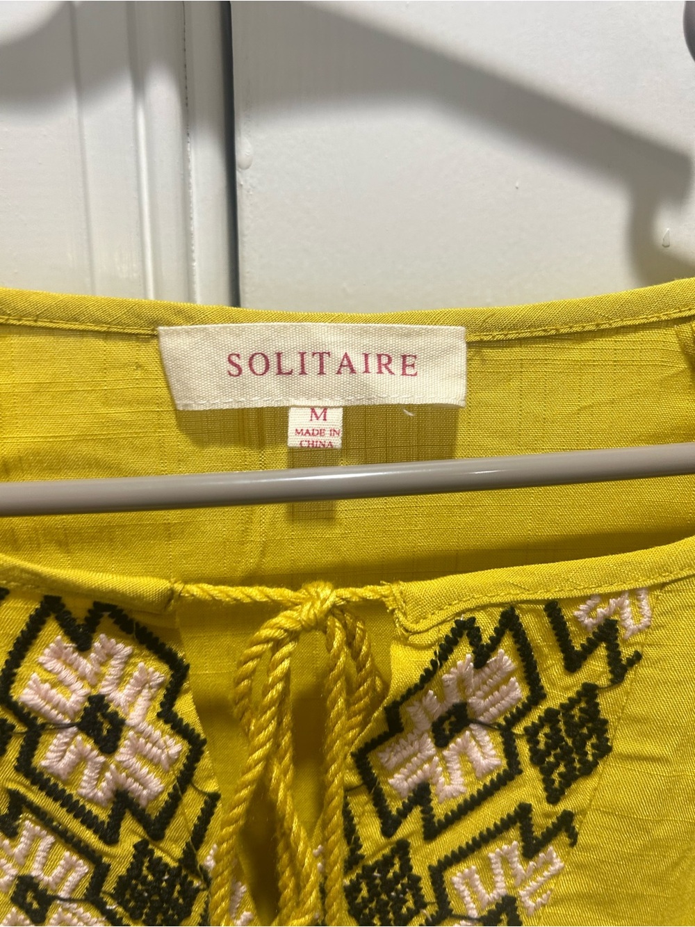 Solitaire Mustard Yellow Embroidered Tunic Top - Picture 3 of 3